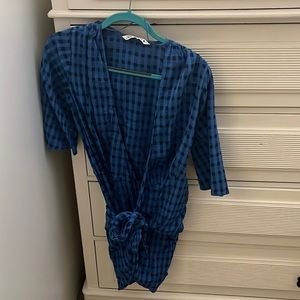 Blue checkered wrap dress from Zara size M